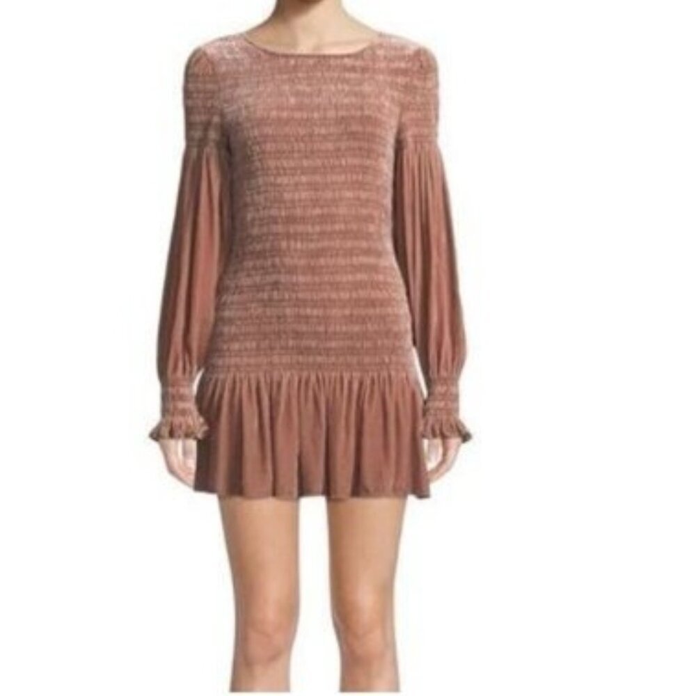 LoveShackFancy Ruffle Embellishment, Scoop Neck, Drop Waist Medium